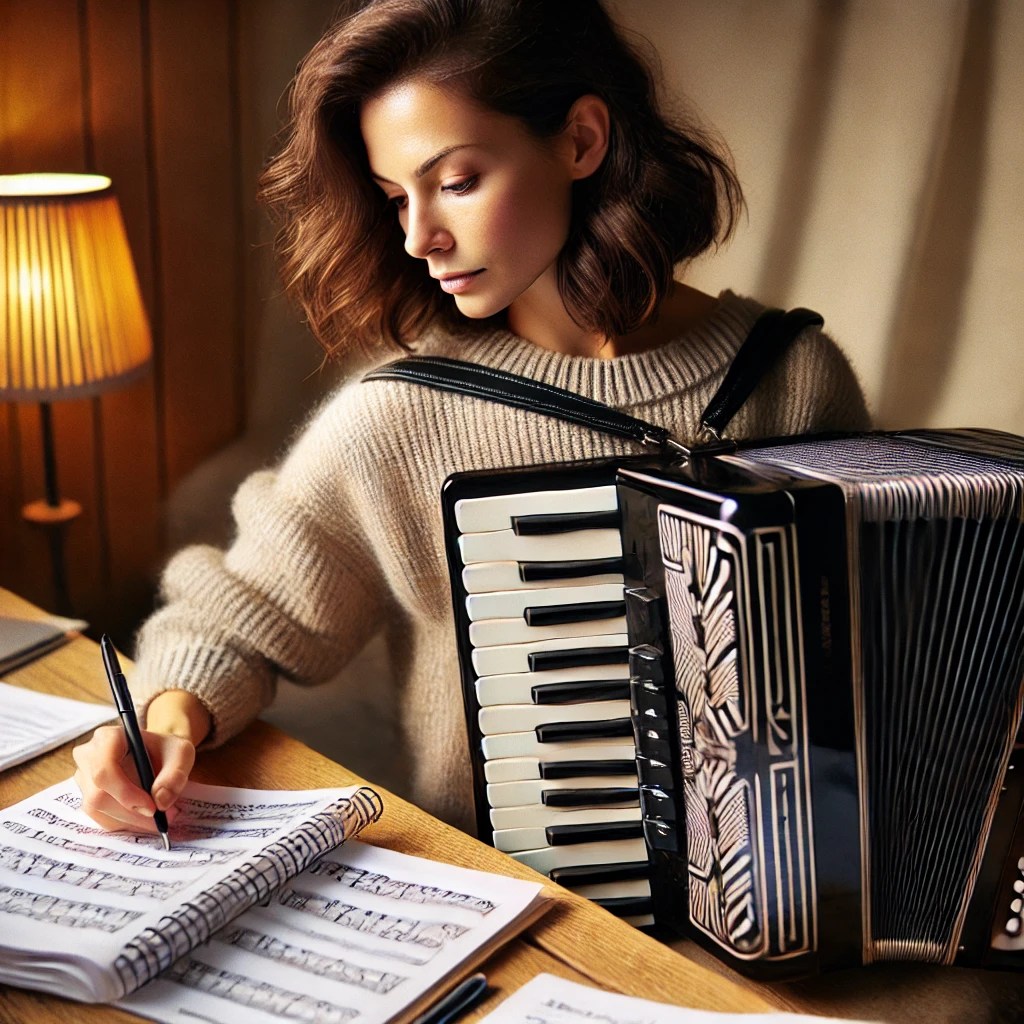 Frau mit Akkordeon