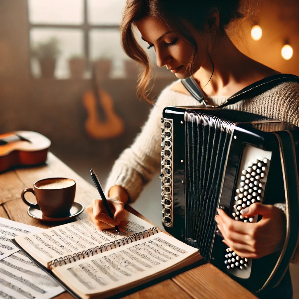 Frau mit Akkordeon
