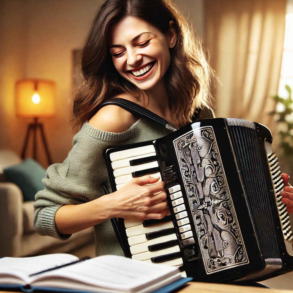 Frau mit Akkordeon