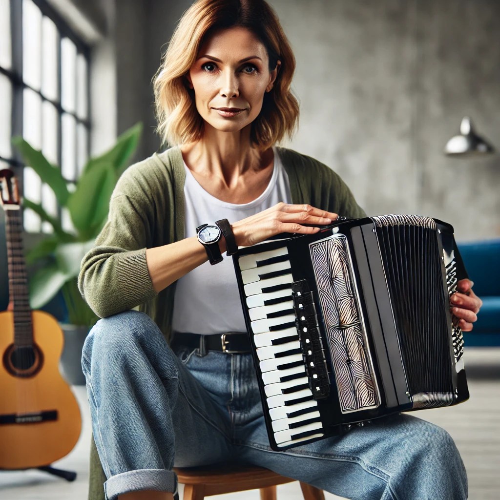 Frau mit Akkordeon