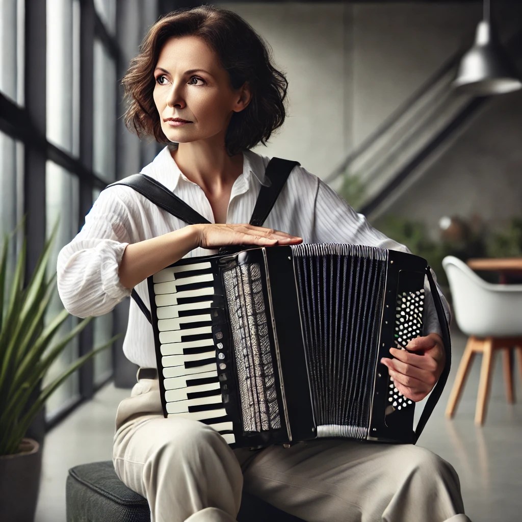 Frau mit Akkordeon