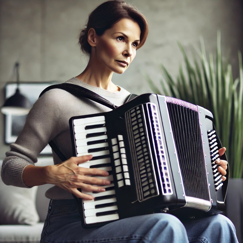 Frau mit Akkordeon