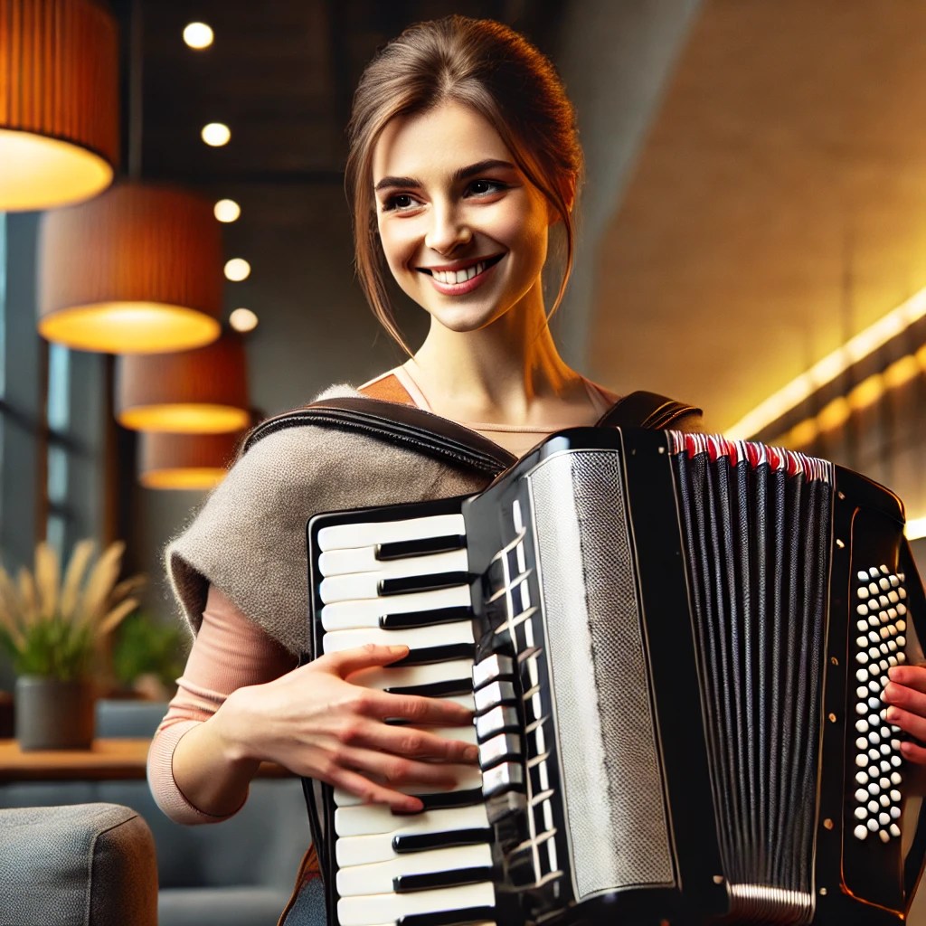 Frau mit Akkordeon