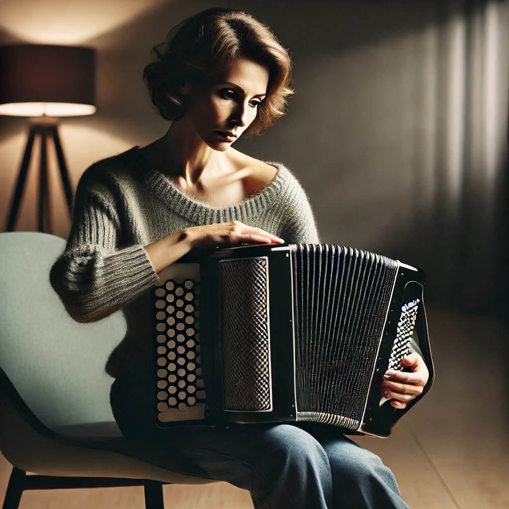 Frau mit Akkordeon